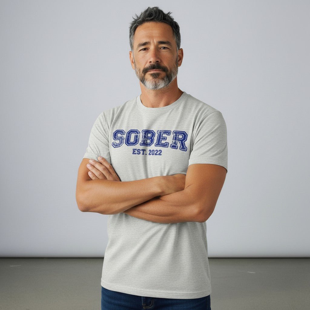 Men's Sober Est. Year T-Shirt w/ Personalized Sobriety Year