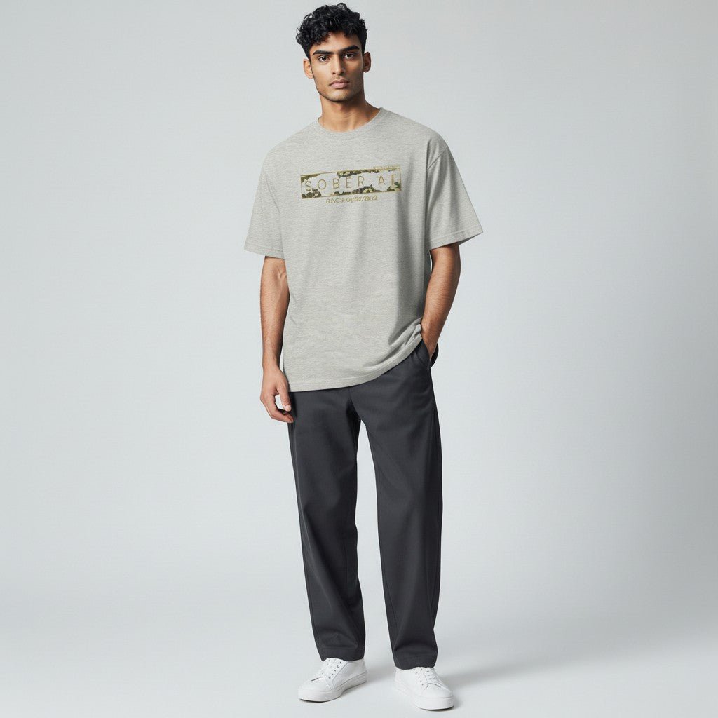 Sober T Shirt | Men’s Sober AF Camo Tee with Personalized Date