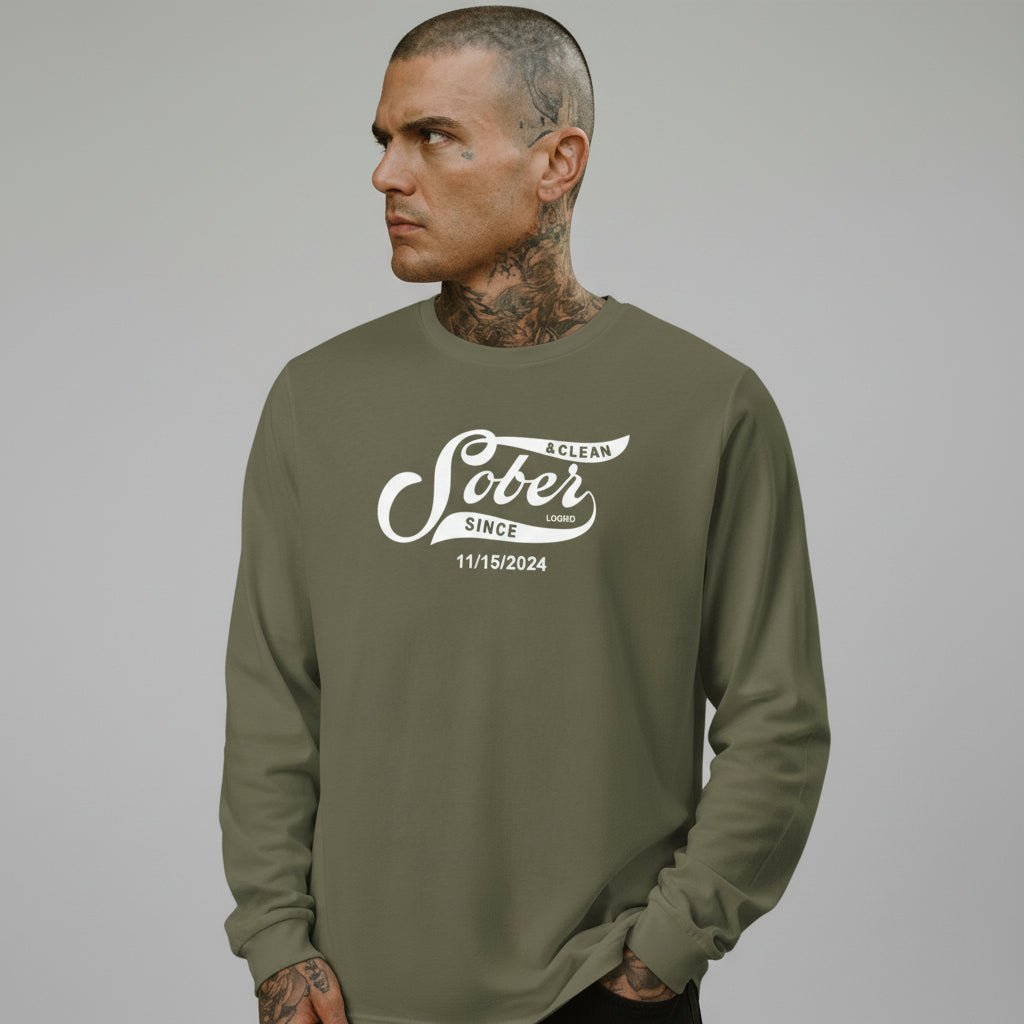 Men's Sober Since Long Sleeve T-shirt w/ Custom Sobriety Date