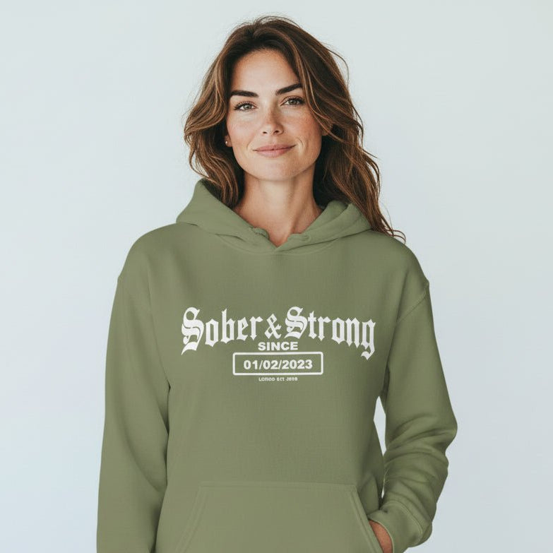 Recovery Hoodie | Unisex Old School Sober Hoodie with Custom Date