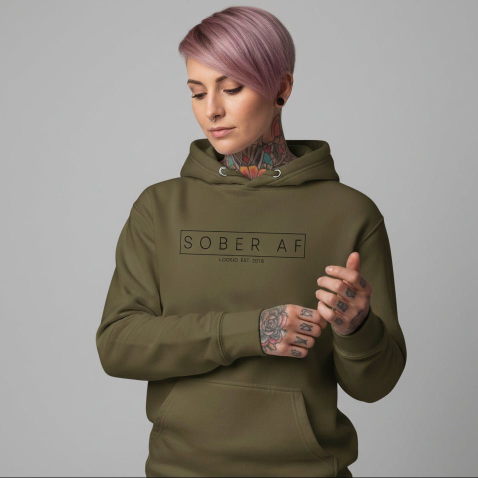 Recovery Hoodie | Sober AF Women's Hoodie with Custom Sobriety Date