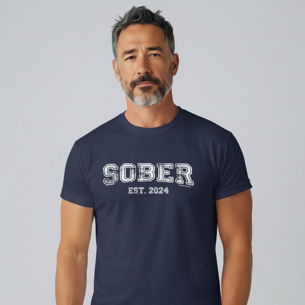 Men's Sober Est. Year T-Shirt w/ Personalized Sobriety Year
