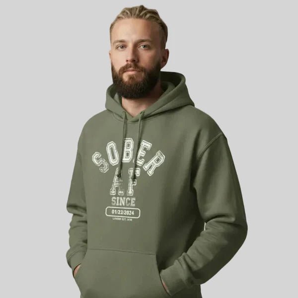 Recovery Hoodie | Sober AF Since Unisex Hoodie with Custom Sobriety Date