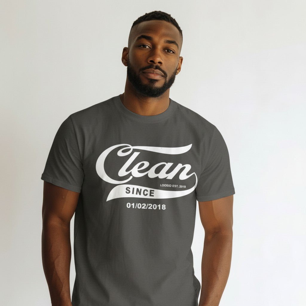 Clean Since Tee with Personalized Sobriety Date | Sober T Shirt
