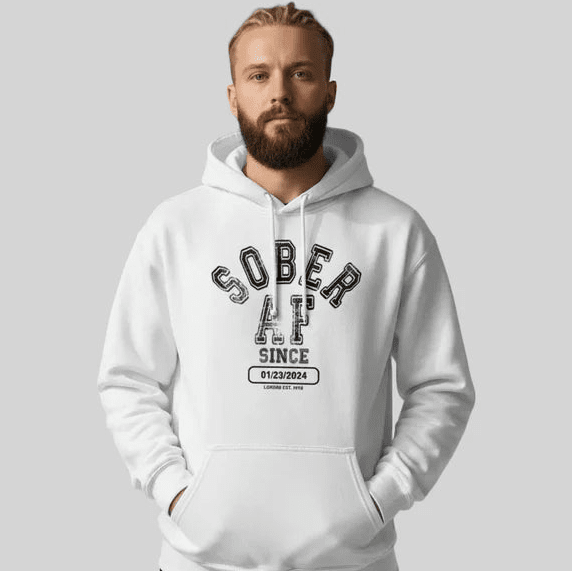 Recovery Hoodie | Sober AF Since Unisex Hoodie with Custom Sobriety Date