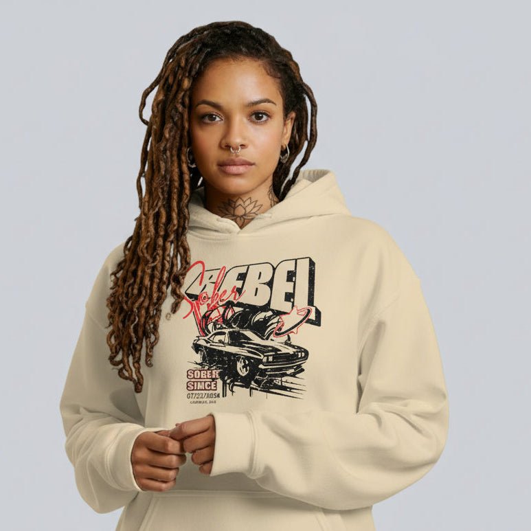 Sober Rebel Custom Sobriety Date Recovery Hoodie packaging detail (view 28)