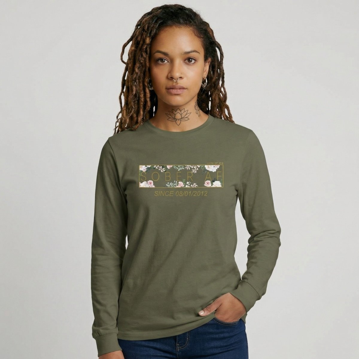 Sober AF Flower Long Sleeve Sober T Shirt side view (view 26)
