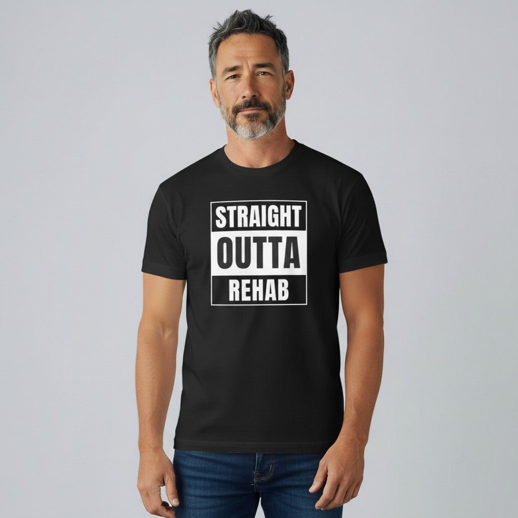 Straight Outta Rehab Sober T Shirt graphic detail (view 4)