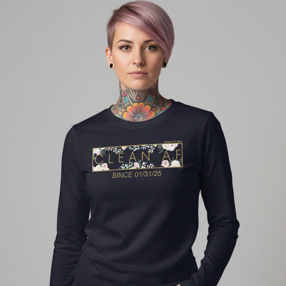 Clean AF Flower Long Sleeve Sober T Shirt product photo (view 10)