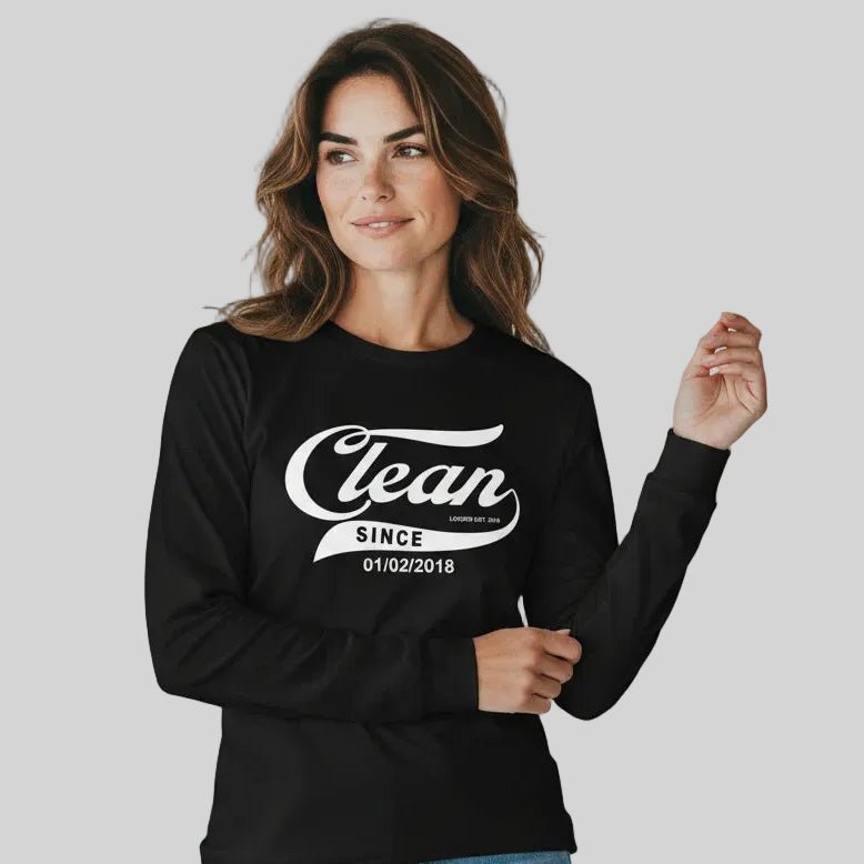Clean Since Long Sleeve Sober T Shirt lifestyle view (view 5)