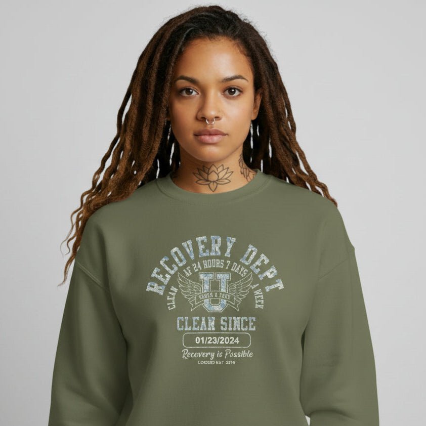 Clean Since Collegiate Recovery Hoodie flat lay styled image (view 13)