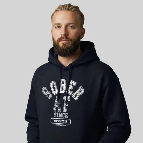 Recovery Hoodie | Sober AF Since Unisex Hoodie with Custom Sobriety Date