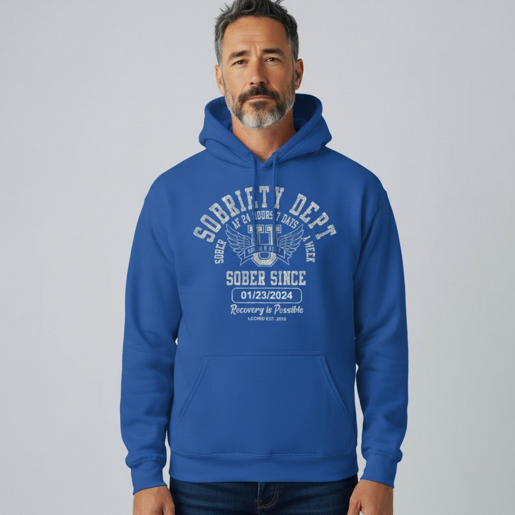 Recovery Hoodie | Sobriety Dept Hoodie with Custom Sobriety Date