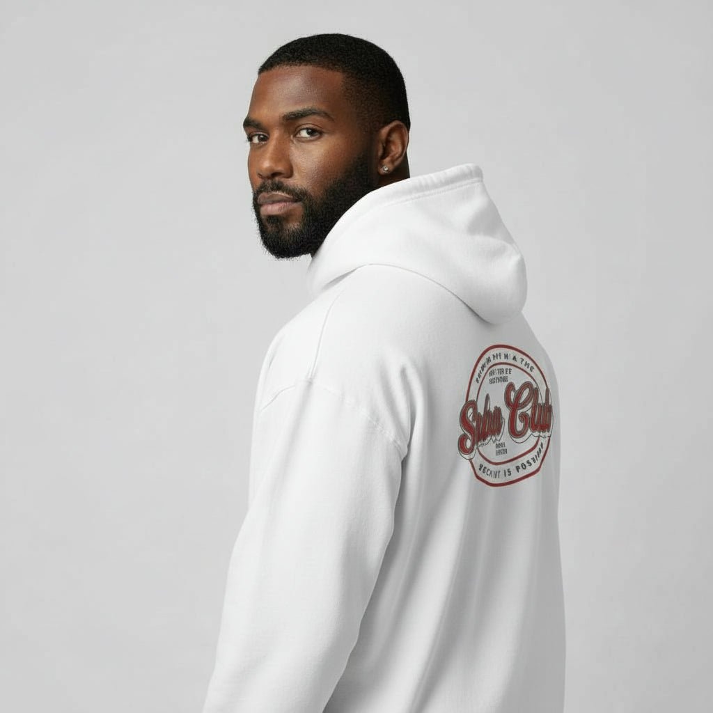 Sober Club Badge Unisex Zip Hoodie Front and Back Print Hoodie with Custom Sobriety Date (Front & Back)