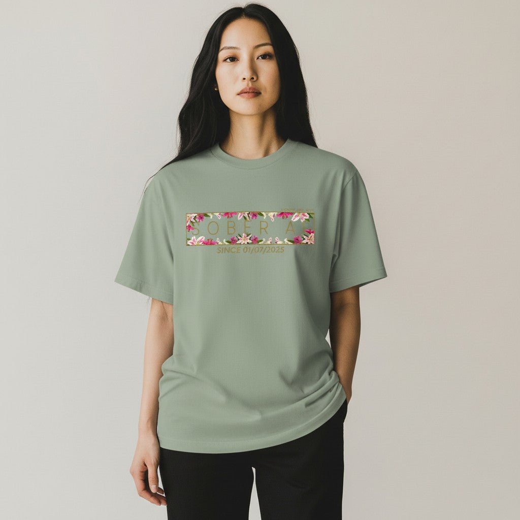 Sober T Shirt | Women’s Sober AF Tee with Custom Sobriety Date in Pastel Colors