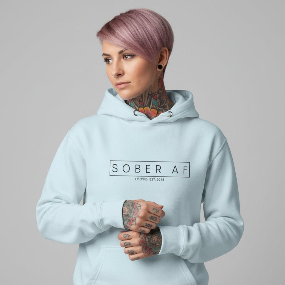 Recovery Hoodie | Sober AF Women's Hoodie with Custom Sobriety Date