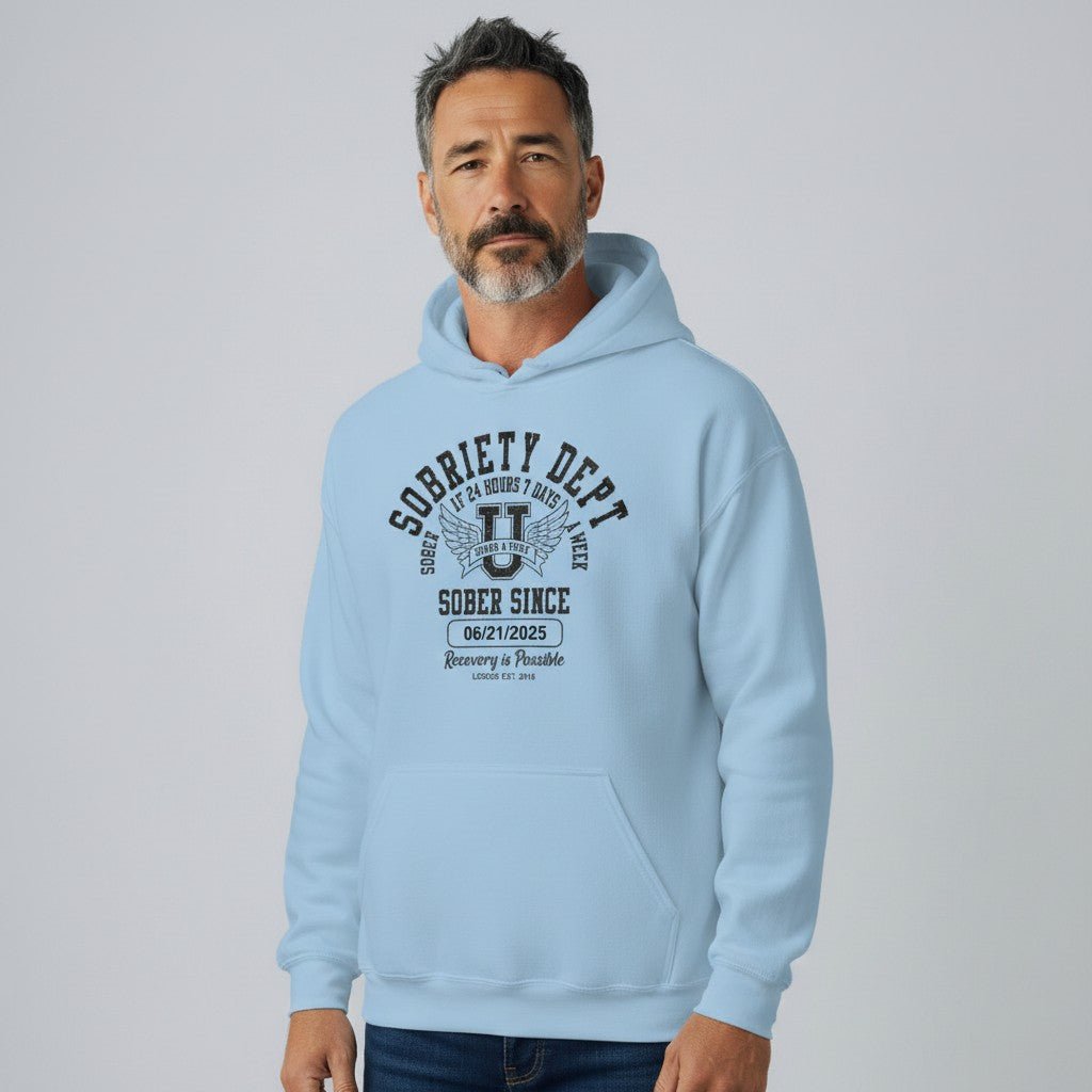 Recovery Hoodie | Sobriety Dept Hoodie with Custom Sobriety Date
