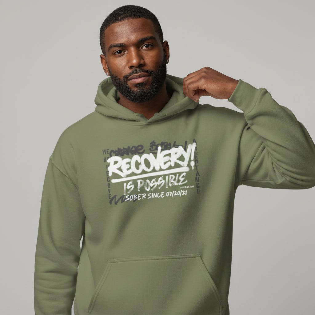 Recovery Hoodie | Men’s Recovery Is Possible Hoodie with Date