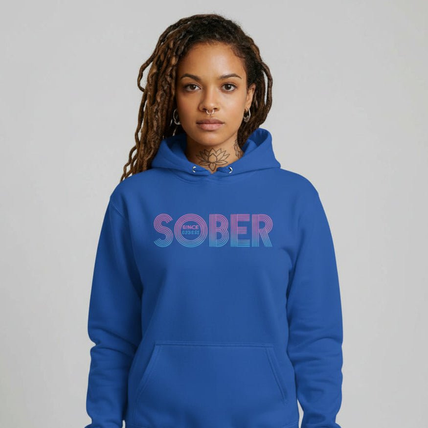 Recovery Hoodie | Retro Sobriety Date Hoodie with Personalized Date