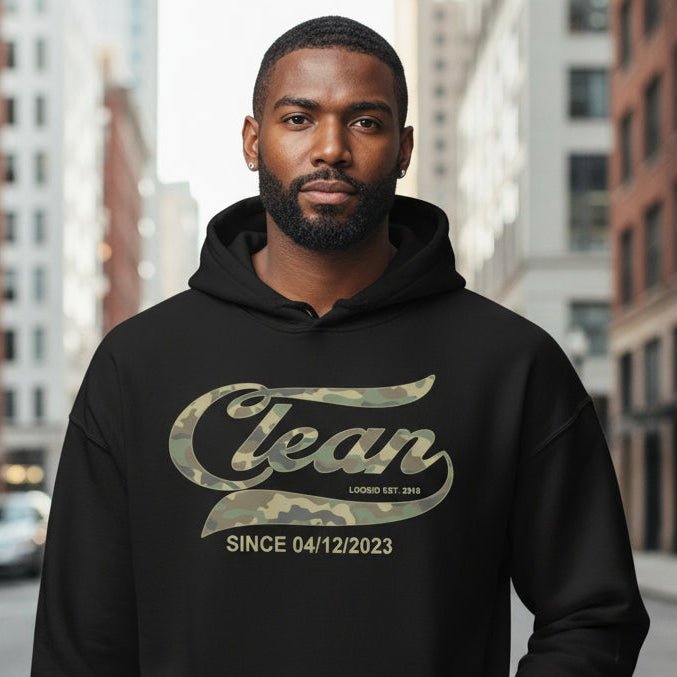 Recovery Hoodie | Clean Since Camo Hoodie with Personalized Date