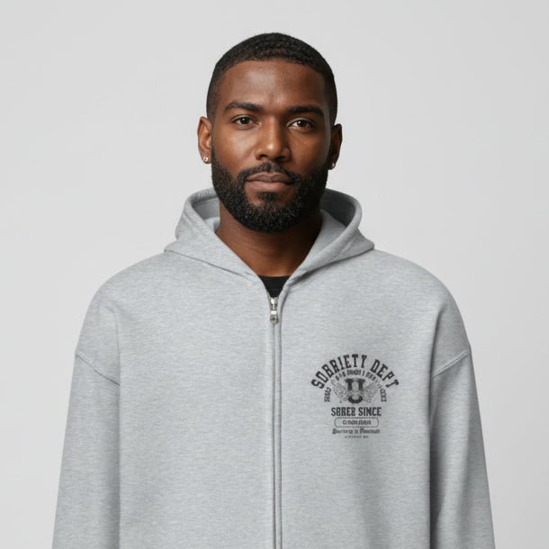 Recovery Hoodie | Sobriety Dept 24/7 Zip Hoodie with Custom Date