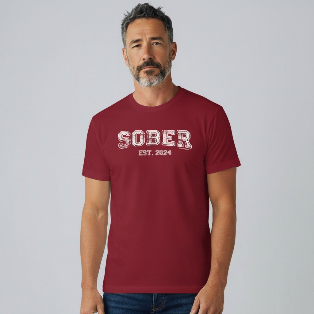 Men's Sober Est. Year T-Shirt w/ Personalized Sobriety Year