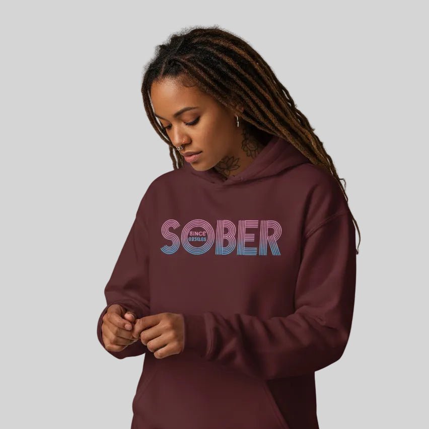 Recovery Hoodie | Retro Sobriety Date Hoodie with Personalized Date