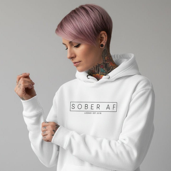 Recovery Hoodie | Sober AF Women's Hoodie with Custom Sobriety Date