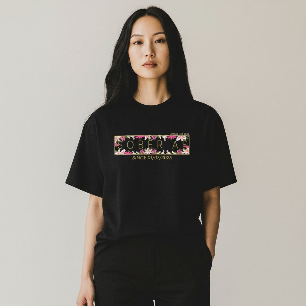 Sober T Shirt | Women’s Sober AF Tee with Custom Sobriety Date in Pastel Colors