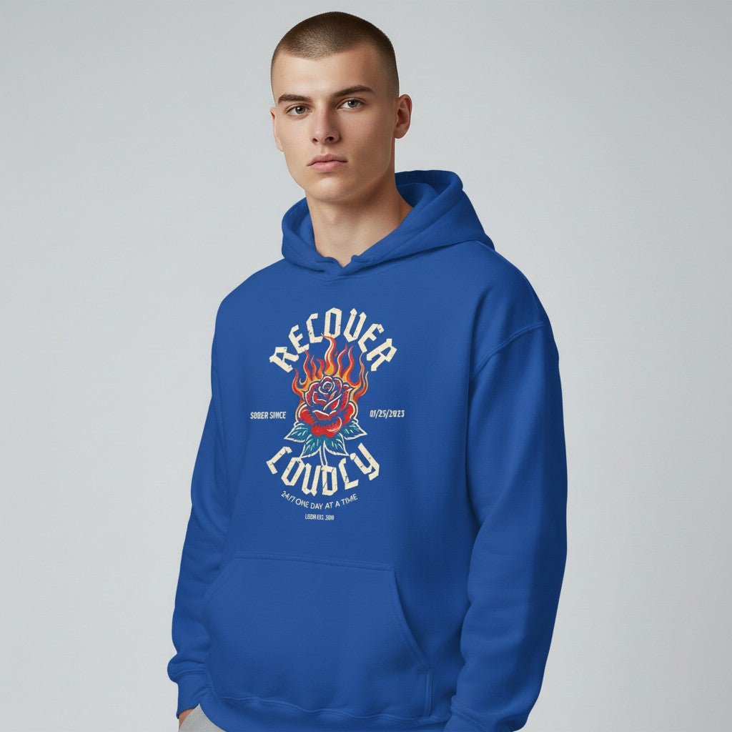 Recovery Hoodie | Recover Loudly Custom Sobriety Date Hoodie