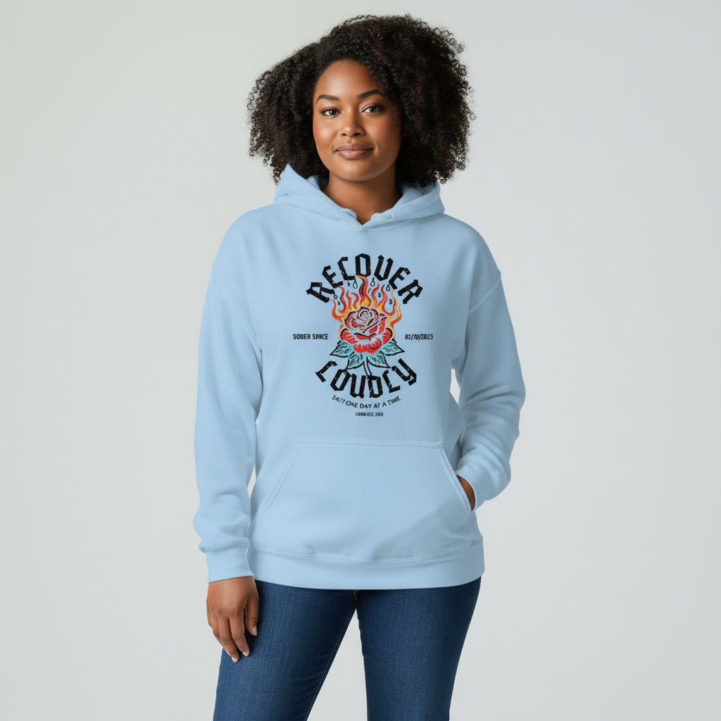 Recovery Hoodie | Recover Loudly Women’s Custom Sobriety Date