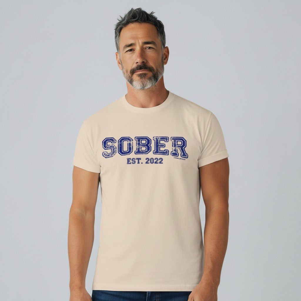 Men's Sober Est. Year T-Shirt w/ Personalized Sobriety Year