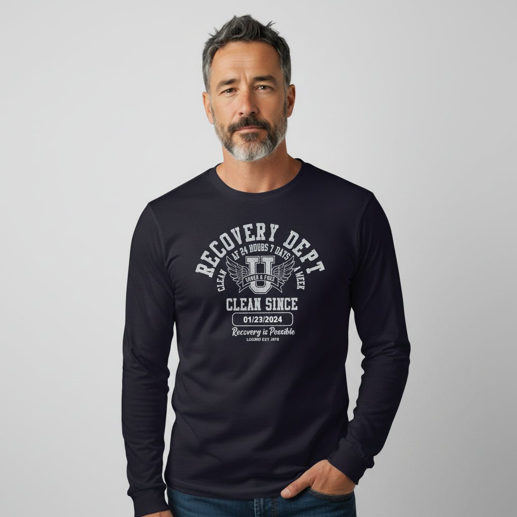 Recovery Dept Clean AF 24 7 Long Sleeve Sober T Shirt product photo (view 10)