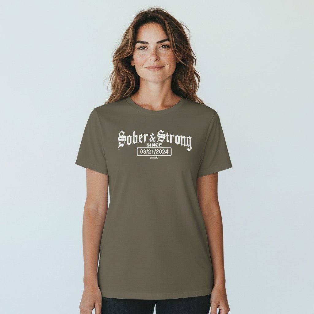 Sober T Shirt | Women’s Old School Tee with Personalized Sobriety Date
