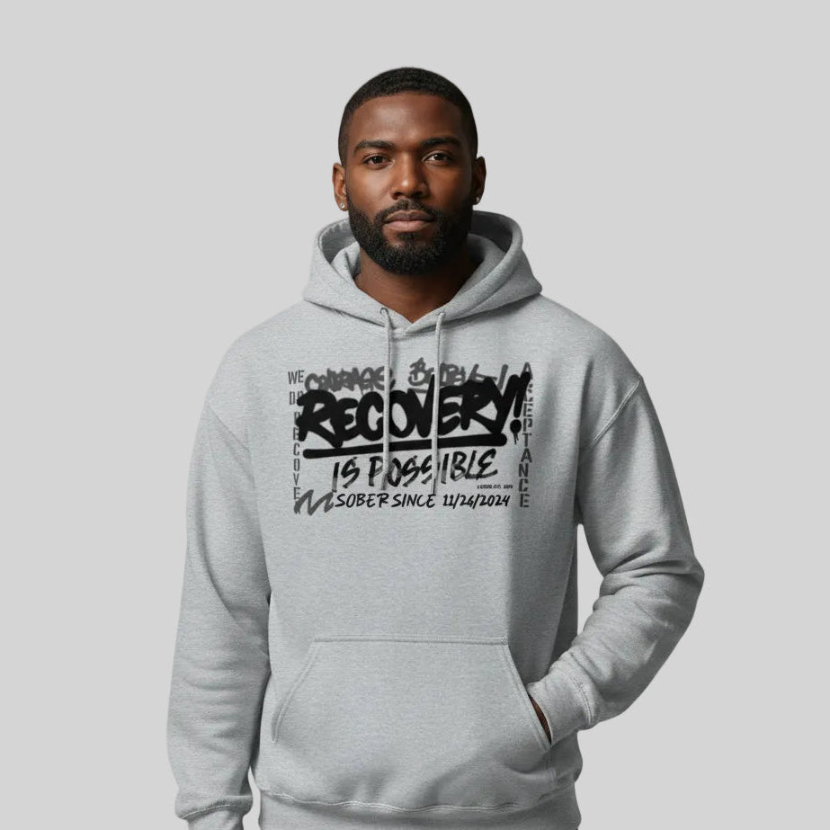 Recovery Hoodie | Men’s Recovery Is Possible Hoodie with Date