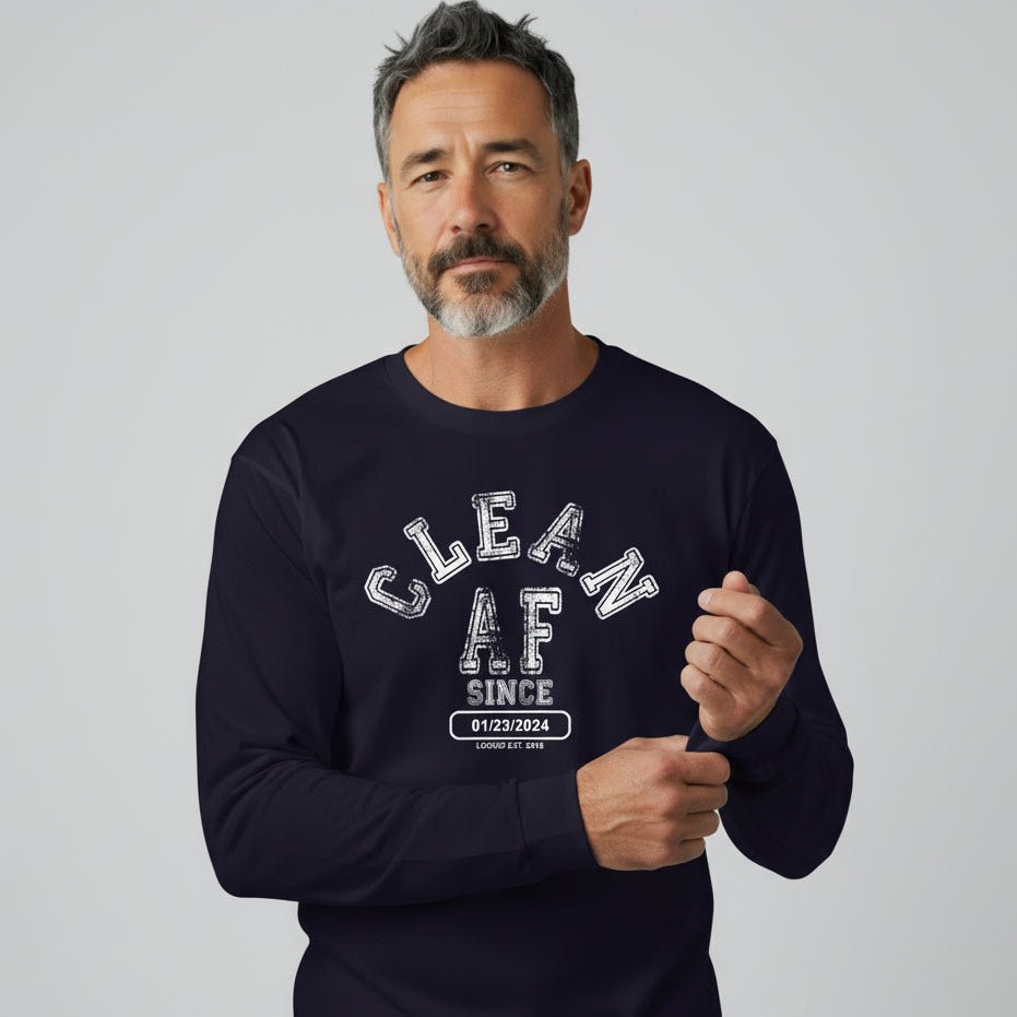 Clean AF Since Long Sleeve Sober T Shirt product photo (view 10)