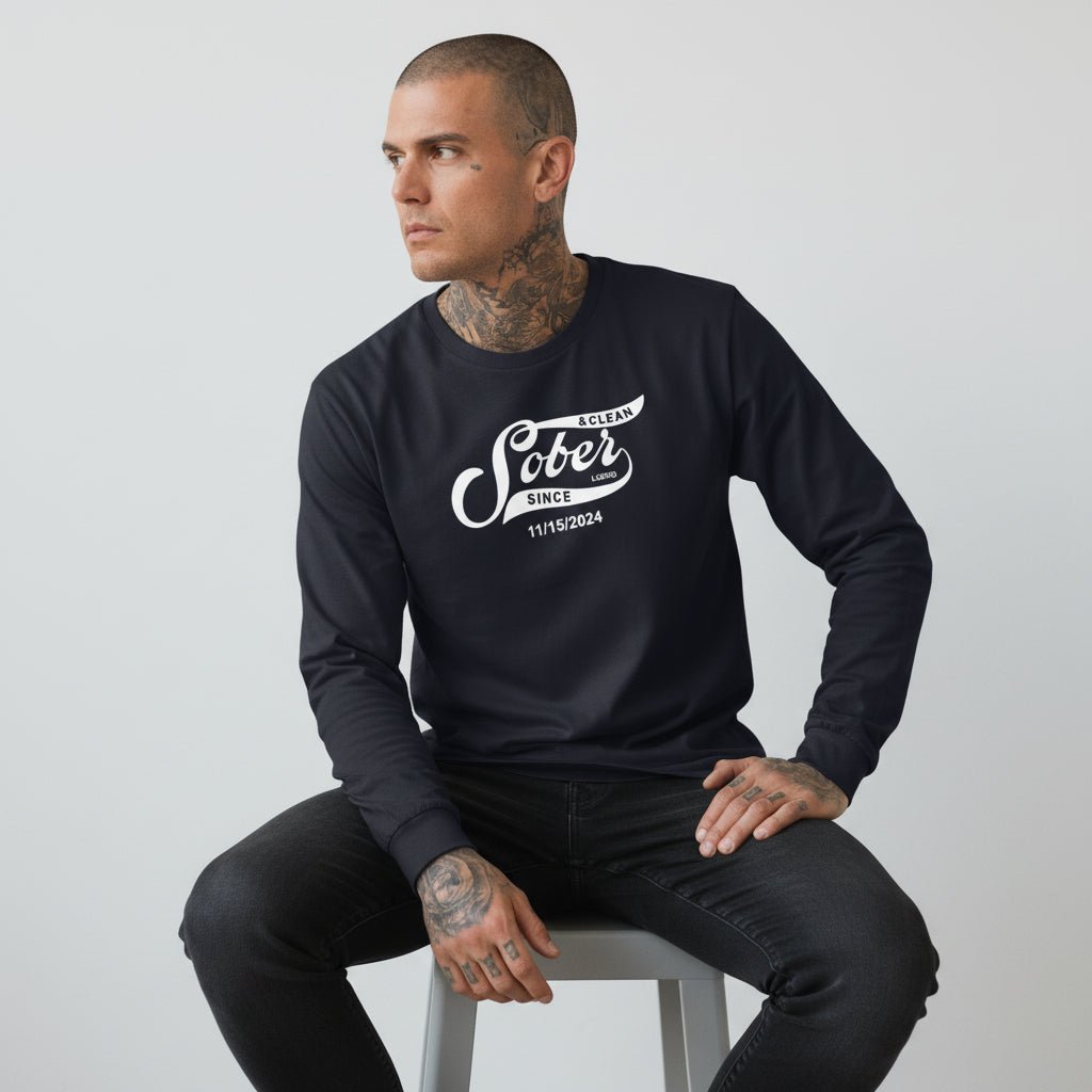 Men's Sober Since Long Sleeve T-shirt w/ Custom Sobriety Date