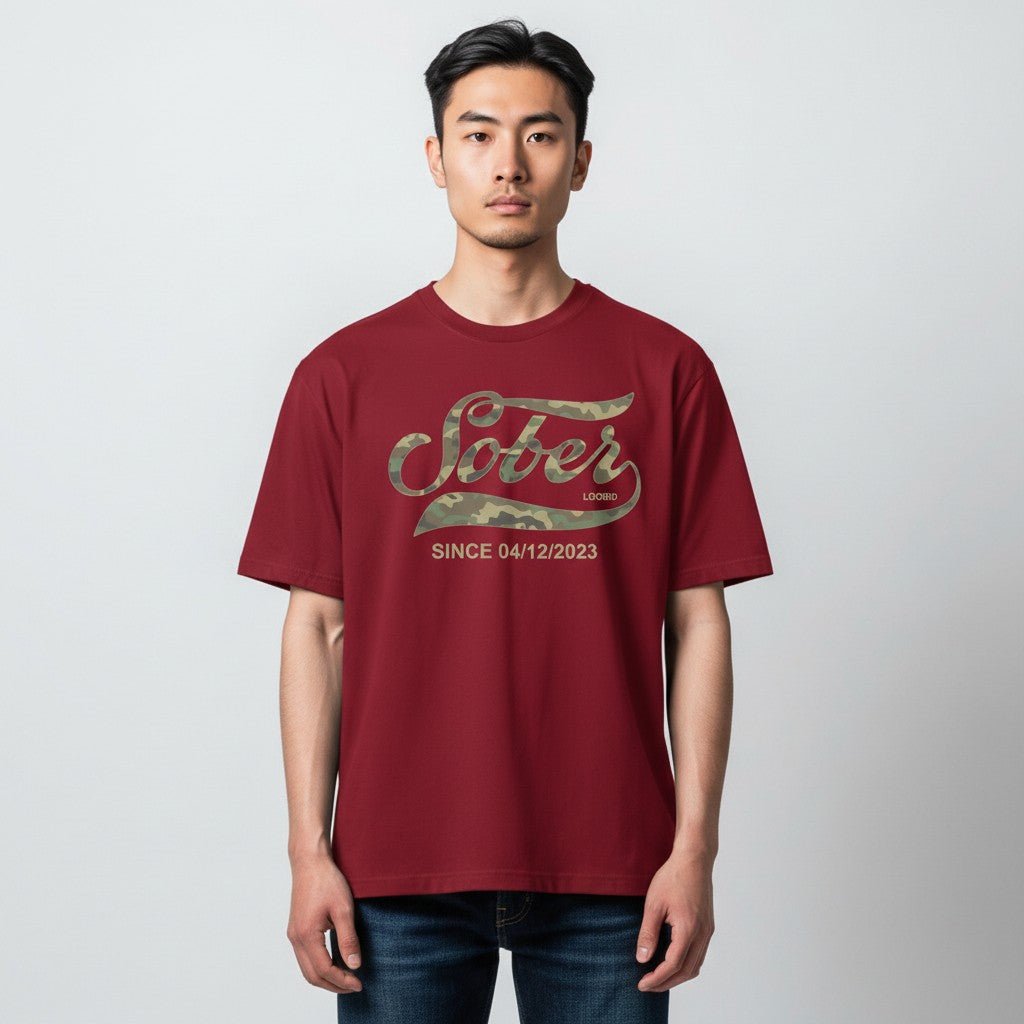 Sober T Shirt | Sober Since Camo Tee with Personalized Date