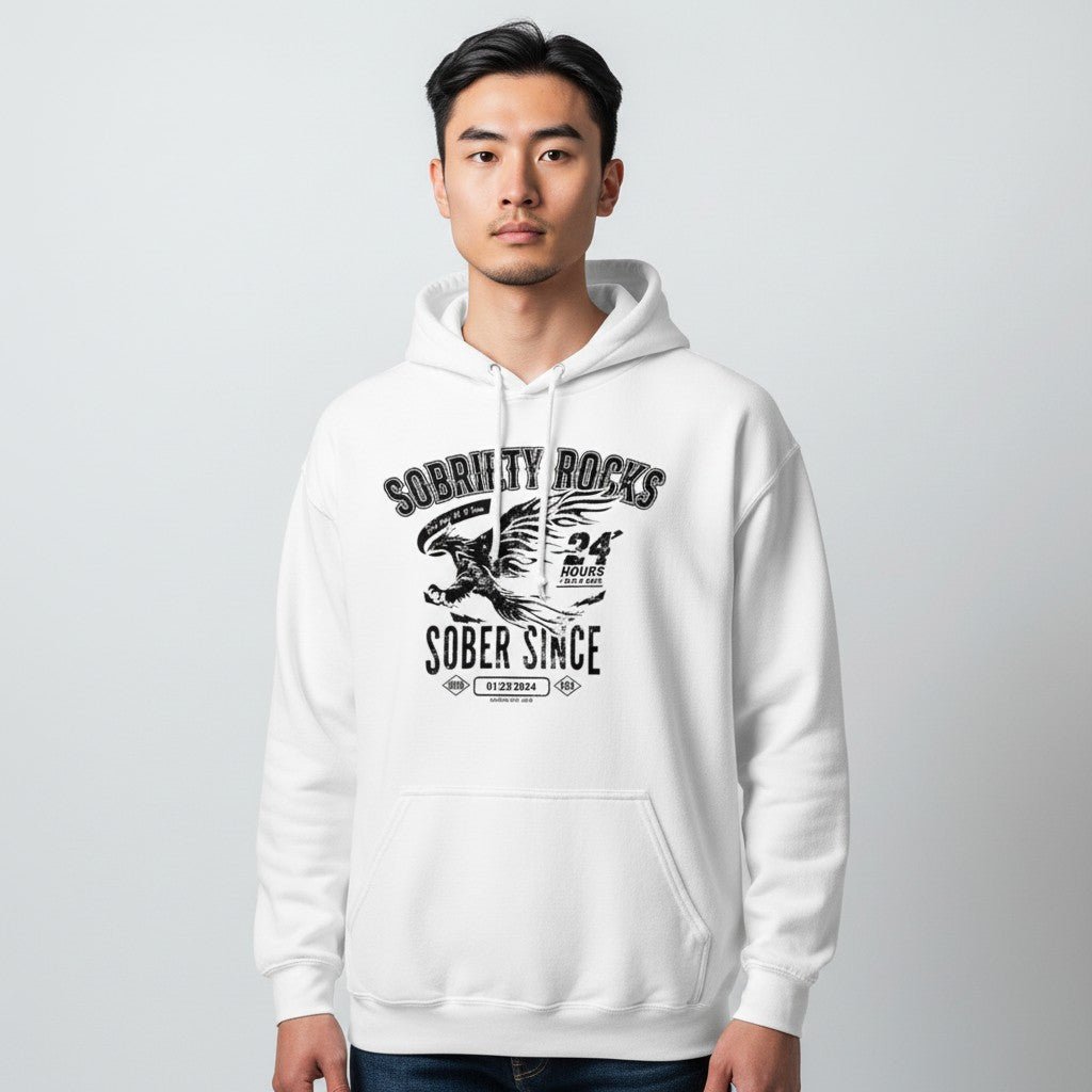 Sobriety Rocks | Men's Sober Since Hoodie with Custom Sobriety Date