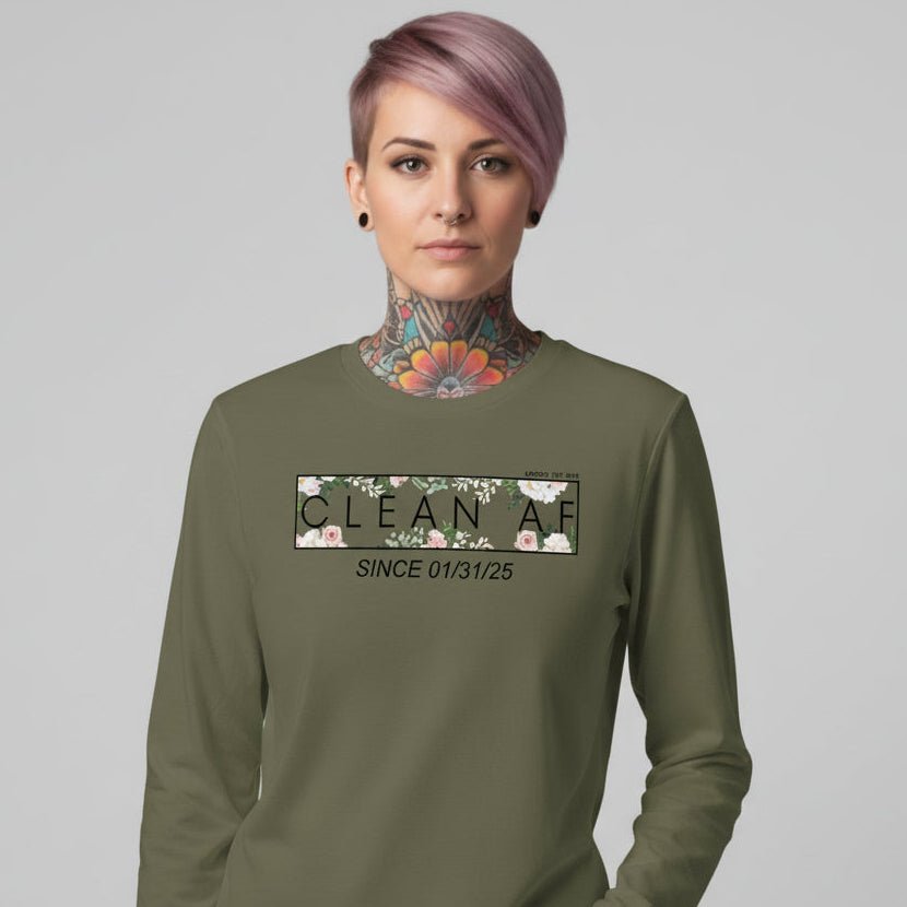 Clean AF Flower Long Sleeve Sober T Shirt featuring the design (view 21)