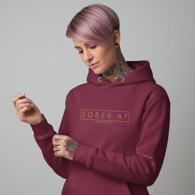 Recovery Hoodie | Sober AF Women's Hoodie with Custom Sobriety Date