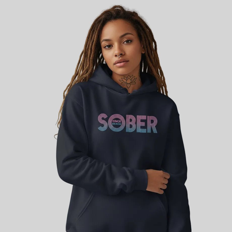 Recovery Hoodie | Retro Sobriety Date Hoodie with Personalized Date