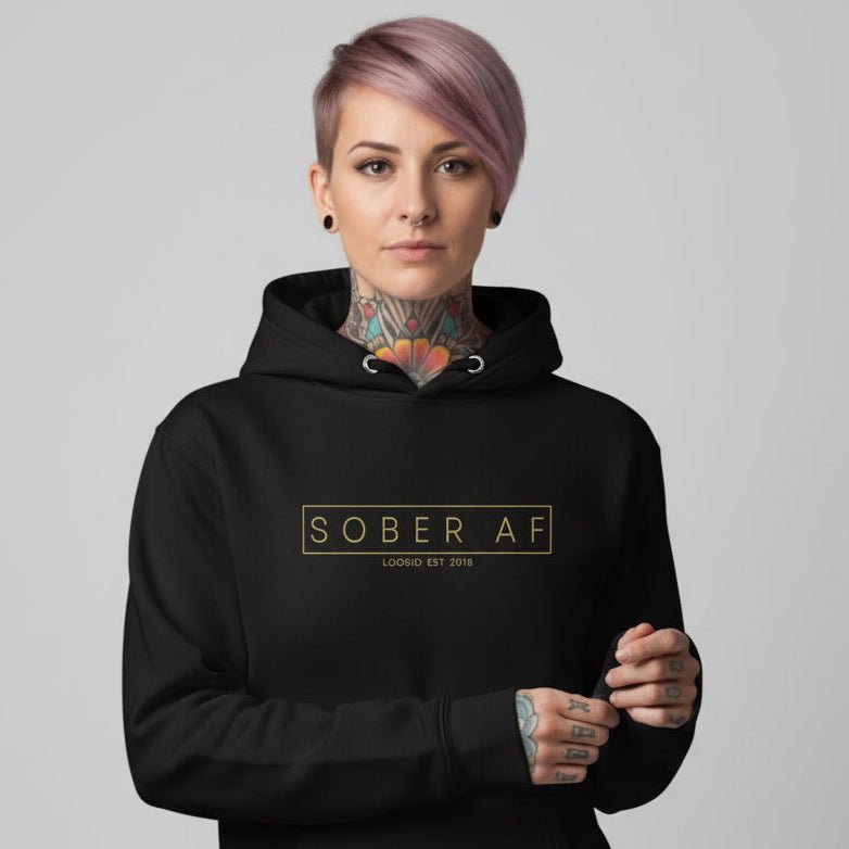 Recovery Hoodie | Sober AF Women's Hoodie with Custom Sobriety Date