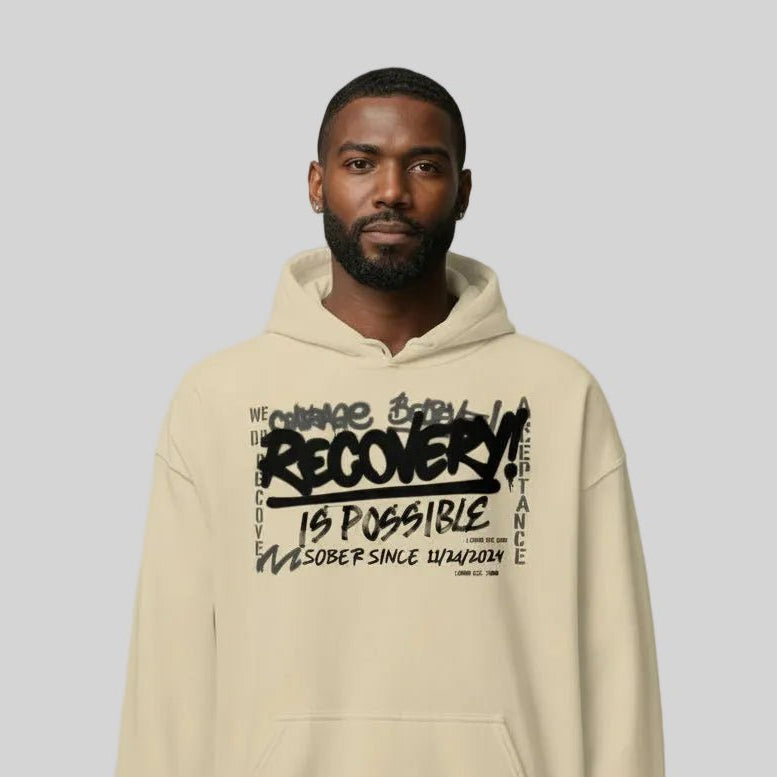 Recovery Hoodie | Men’s Recovery Is Possible Hoodie with Date