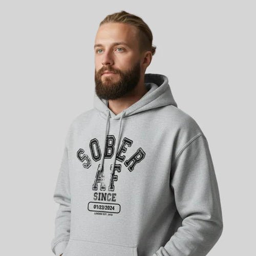 Recovery Hoodie | Sober AF Since Unisex Hoodie with Custom Sobriety Date