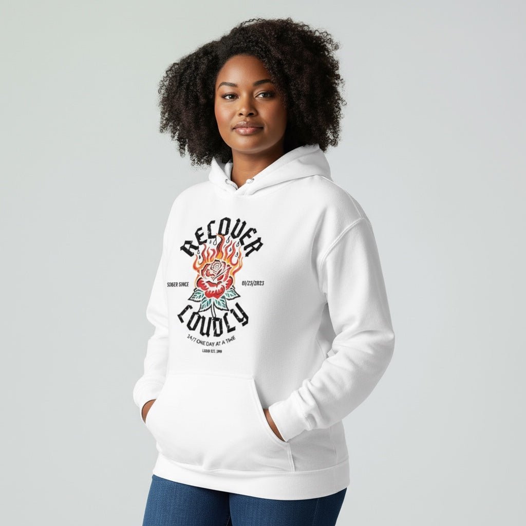 Recovery Hoodie | Recover Loudly Women’s Custom Sobriety Date