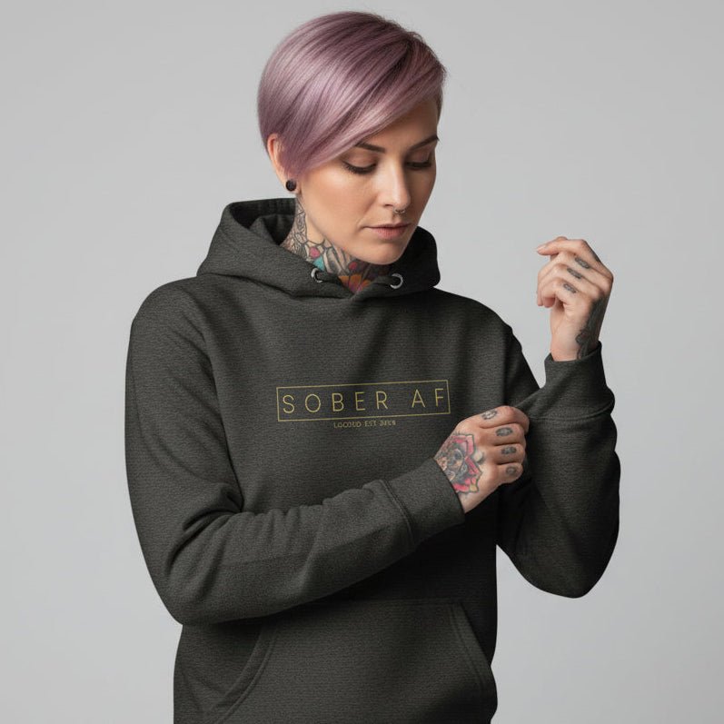 Recovery Hoodie | Sober AF Women's Hoodie with Custom Sobriety Date