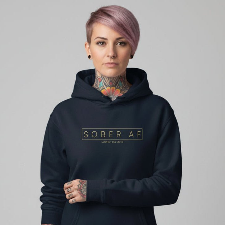 Recovery Hoodie | Sober AF Women's Hoodie with Custom Sobriety Date
