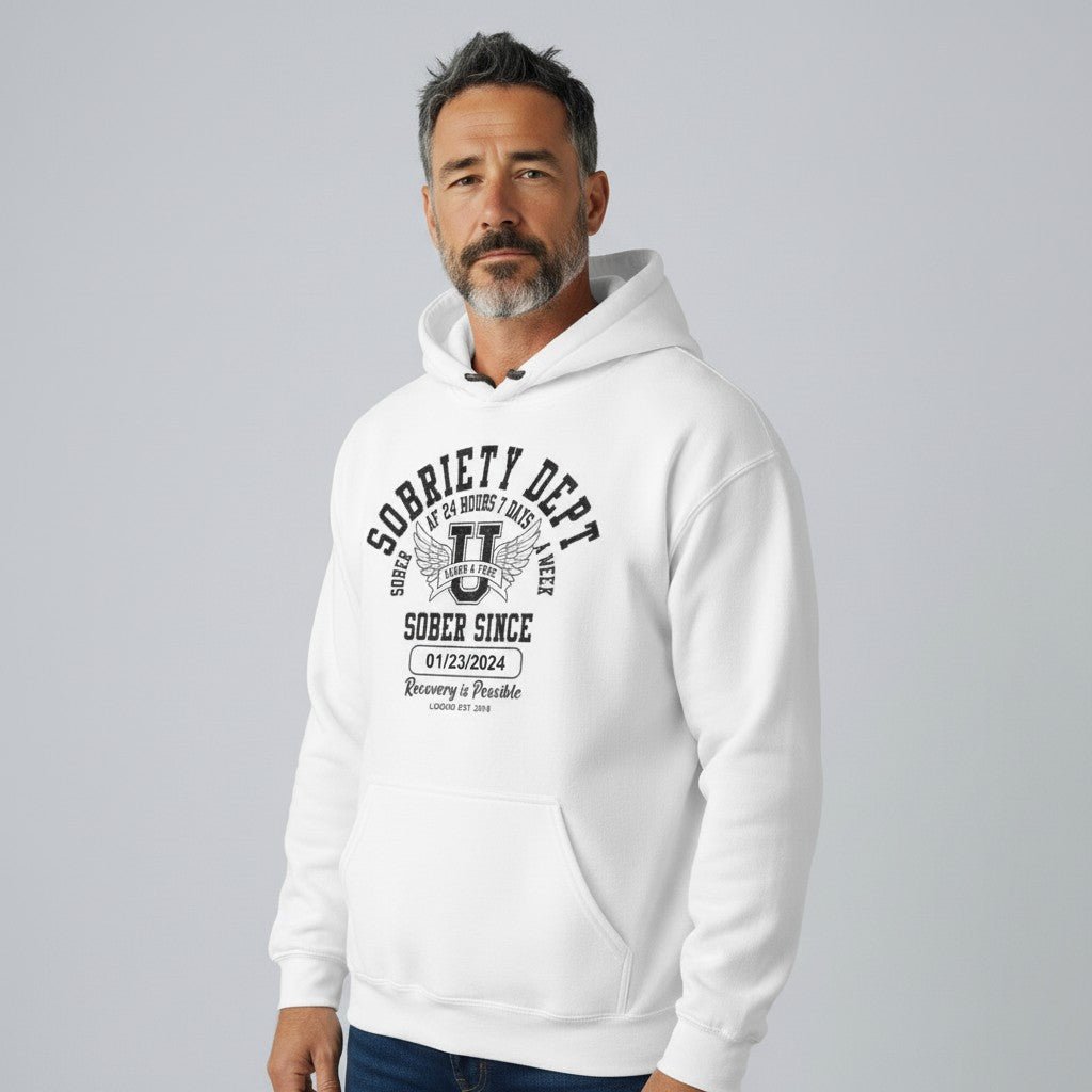 Recovery Hoodie | Sobriety Dept Hoodie with Custom Sobriety Date