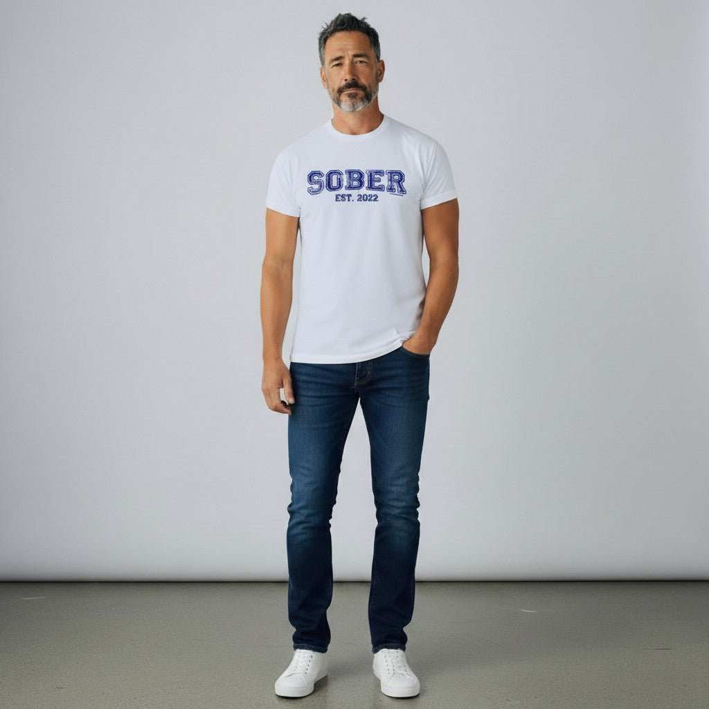 Men's Sober Est. Year T-Shirt w/ Personalized Sobriety Year